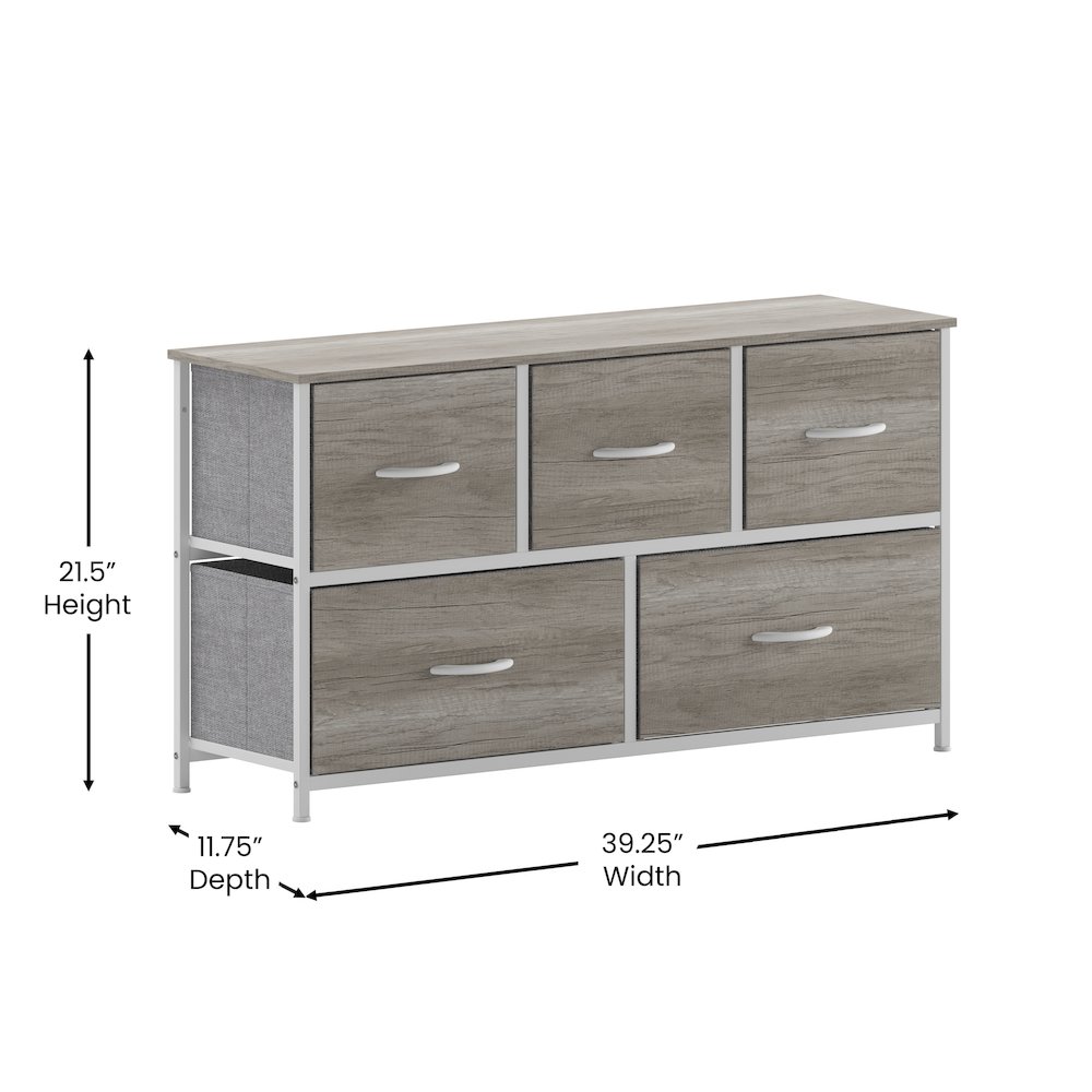 5 Drawer Dresser Storage Organizer, Light Natural Drawers/White Frame. Picture 5