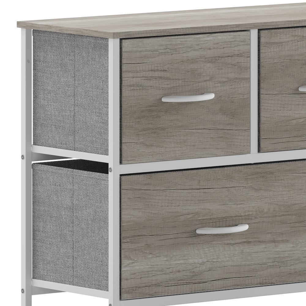 5 Drawer Dresser Storage Organizer, Light Natural Drawers/White Frame. Picture 9