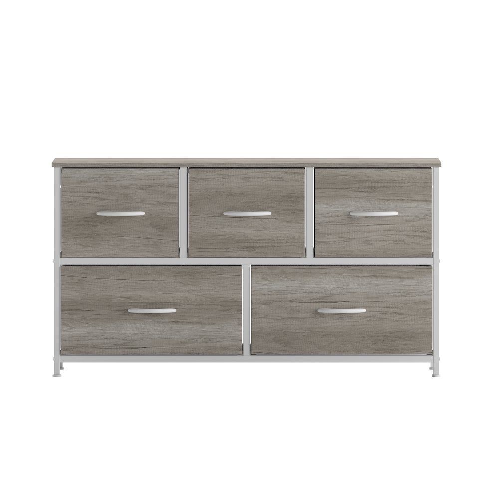 5 Drawer Dresser Storage Organizer, Light Natural Drawers/White Frame. Picture 11