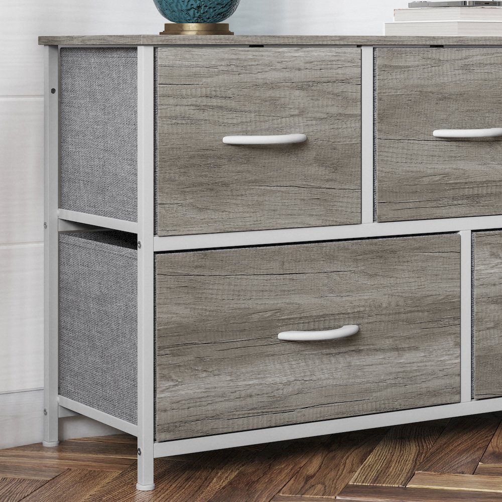 5 Drawer Dresser Storage Organizer, Light Natural Drawers/White Frame. Picture 7