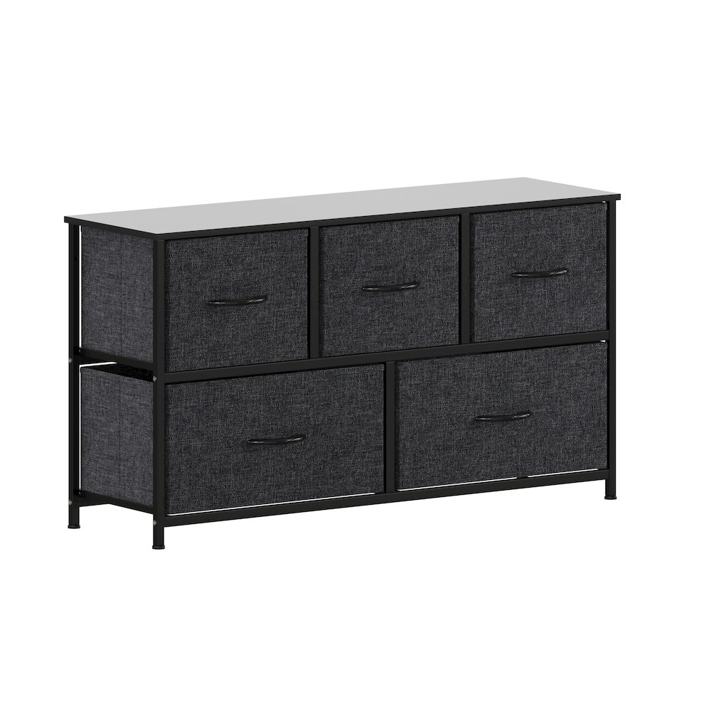 5 Drawer Dresser Storage Organizer, Black Drawers/Black Frame. Picture 1