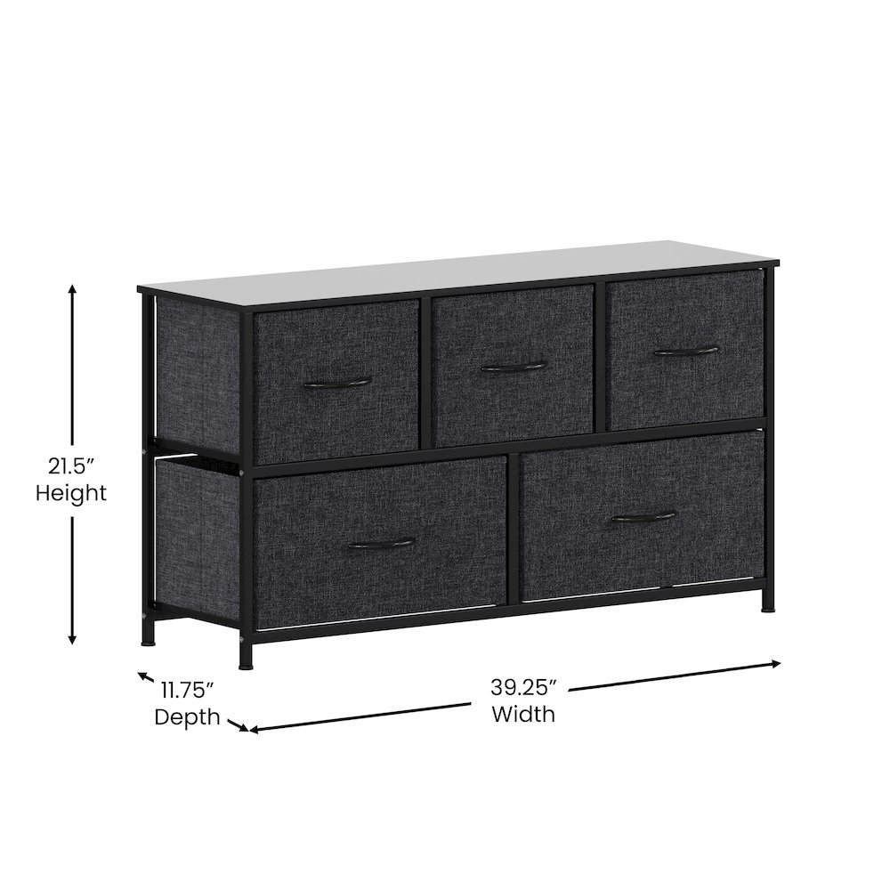 5 Drawer Dresser Storage Organizer, Black Drawers/Black Frame. Picture 5