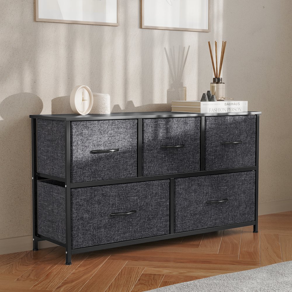 5 Drawer Dresser Storage Organizer, Black Drawers/Black Frame. Picture 6
