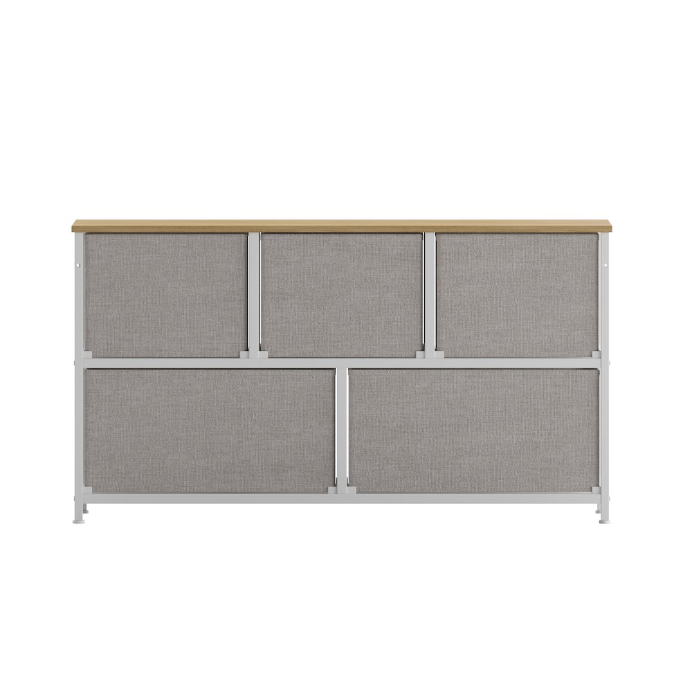 5 Drawer Dresser Storage Organizer, Beige Drawers/White Frame. Picture 8