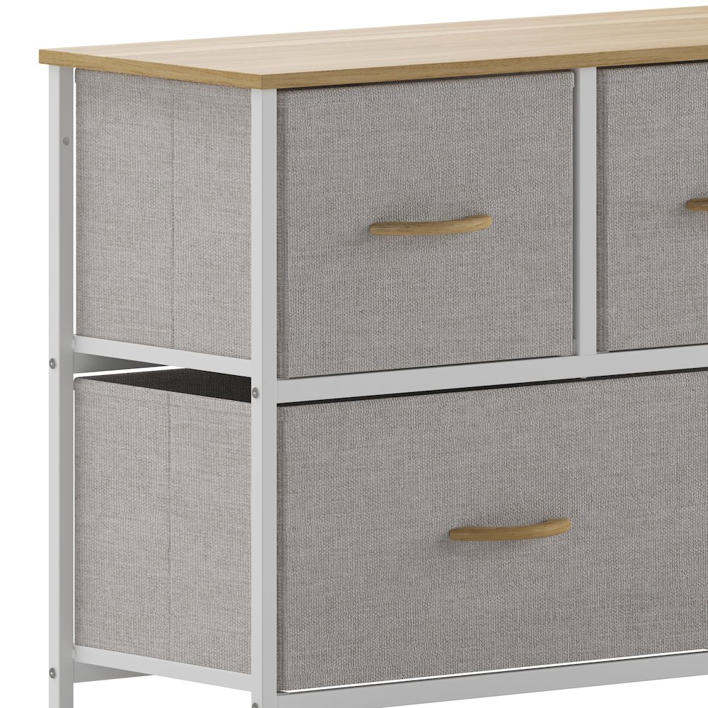 5 Drawer Dresser Storage Organizer, Beige Drawers/White Frame. Picture 9