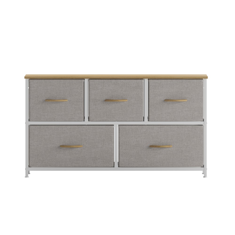 5 Drawer Dresser Storage Organizer, Beige Drawers/White Frame. Picture 11