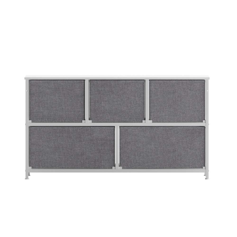5 Drawer Dresser Storage Organizer, Gray Drawers/White Frame. Picture 8