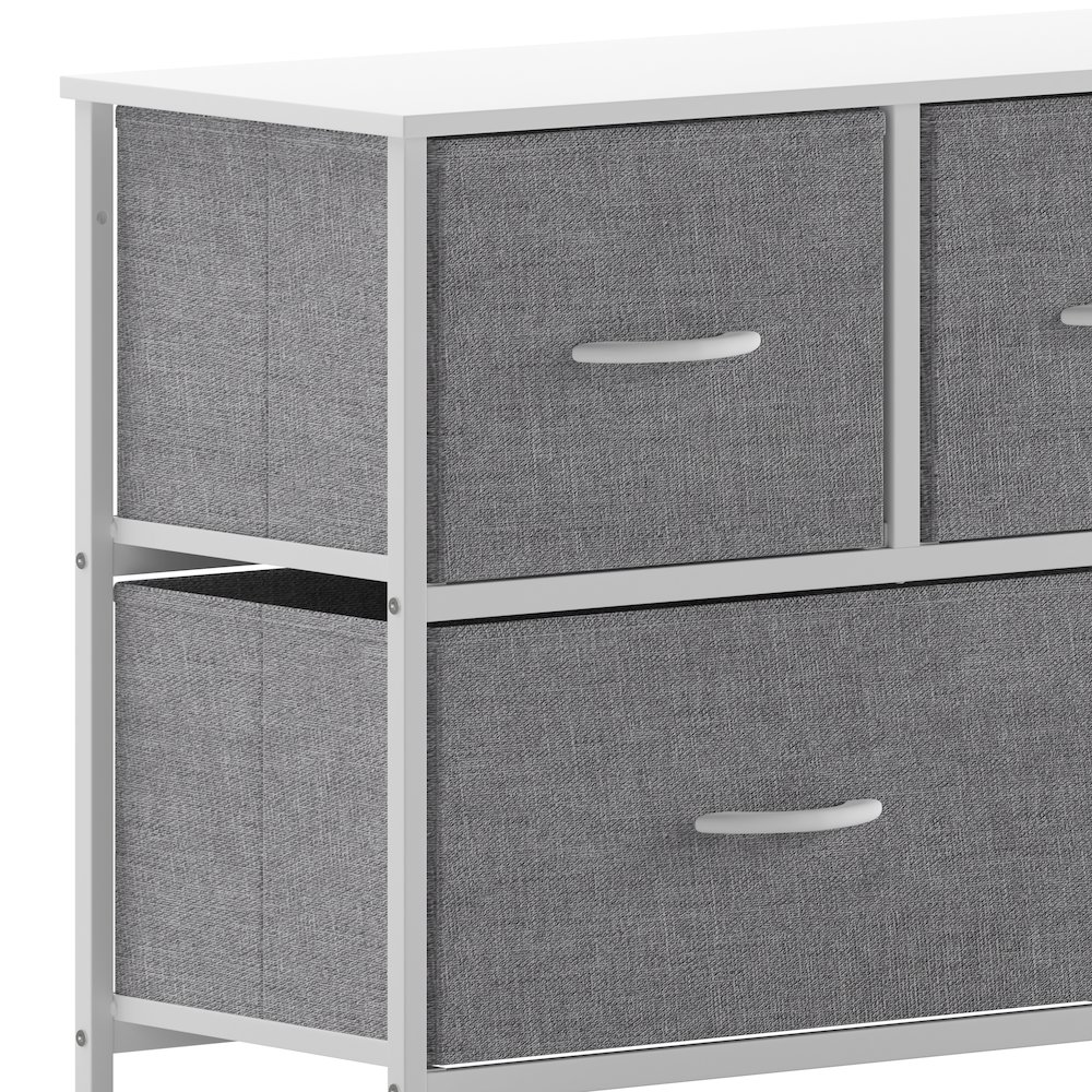 5 Drawer Dresser Storage Organizer, Gray Drawers/White Frame. Picture 9