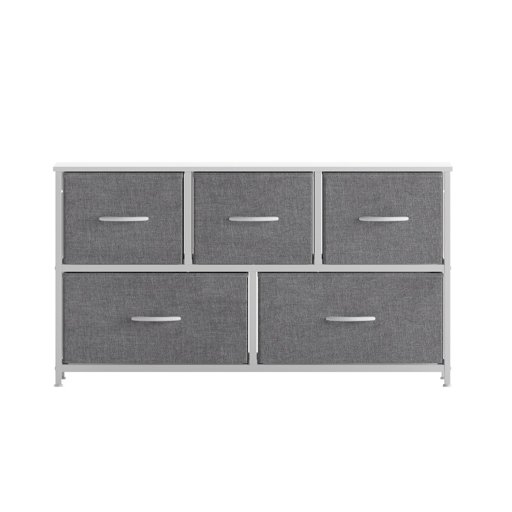 5 Drawer Dresser Storage Organizer, Gray Drawers/White Frame. Picture 11