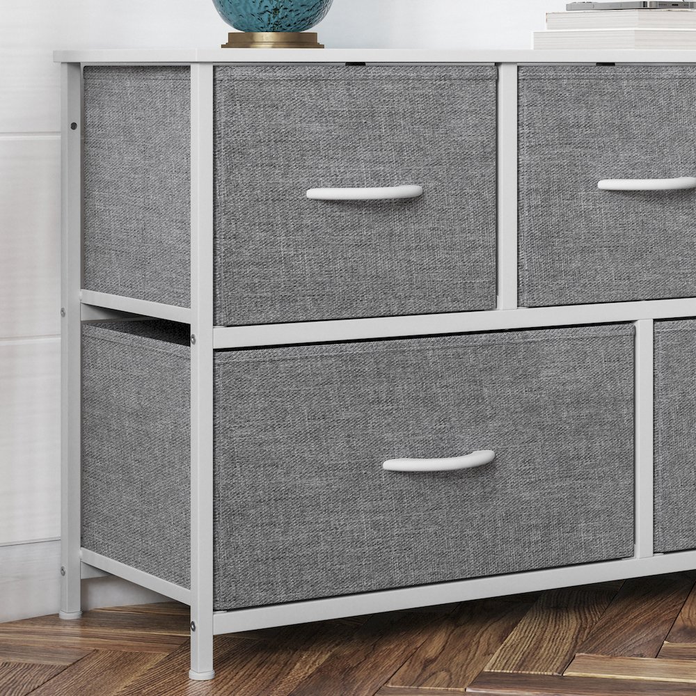 5 Drawer Dresser Storage Organizer, Gray Drawers/White Frame. Picture 7
