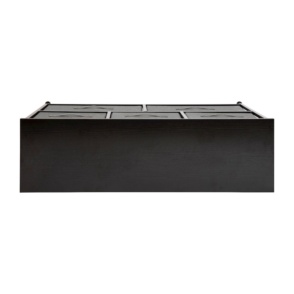 5 Drawer Wood Top BlackFrame Vertical Storage Dresser with Dark Gray Drawers. Picture 10