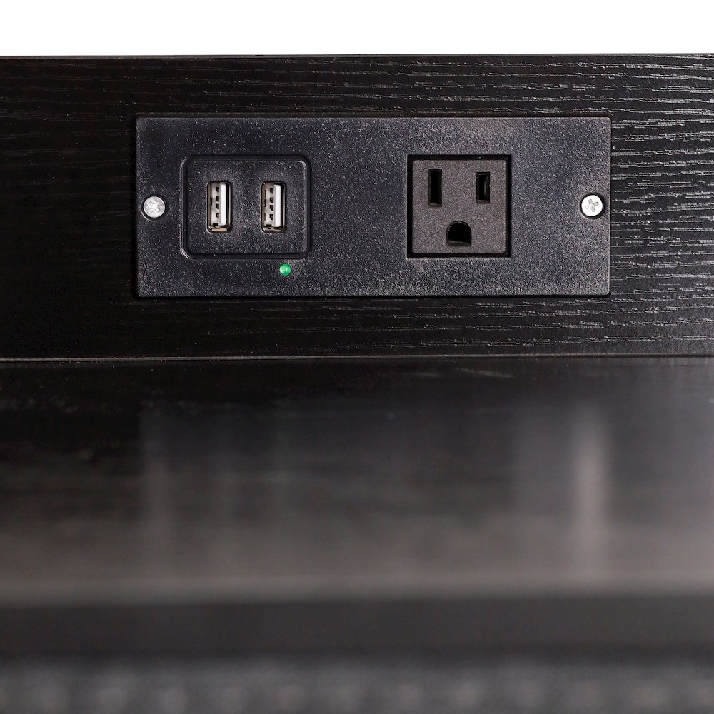 4 Drawer Nightstand with Charging Station, 2 USB Ports, Black Metal Frame. Picture 12