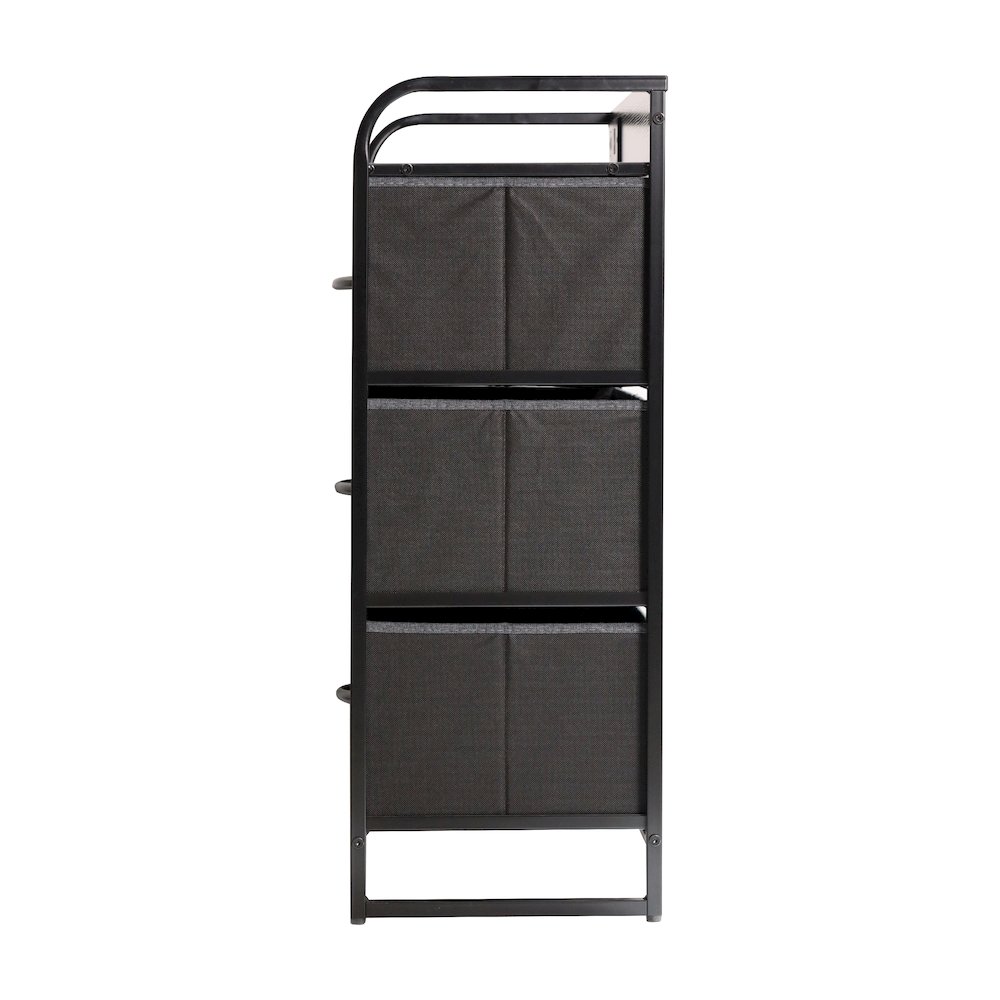 4 Drawer Nightstand with Charging Station, 2 USB Ports, Black Metal Frame. Picture 9