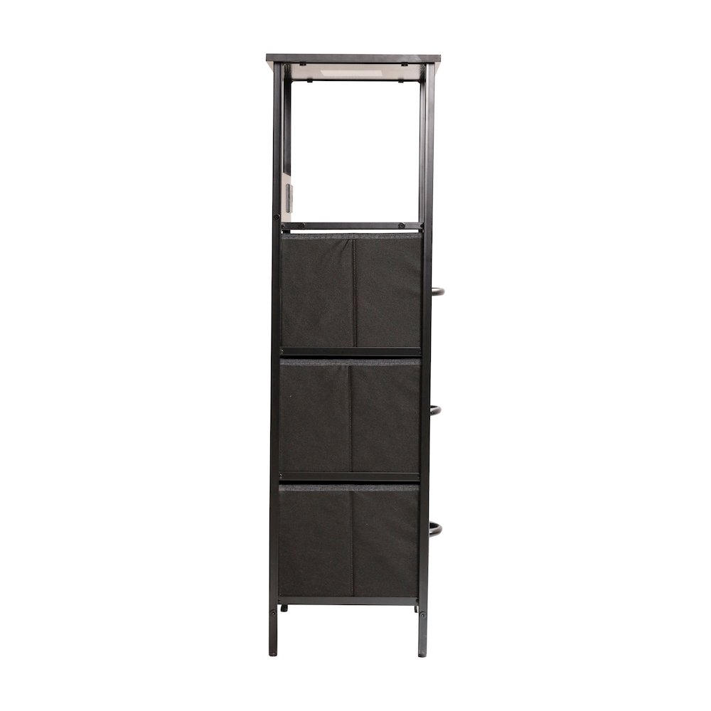 3 Drawer Nightstand with Charging Station, 2 USB Ports, Black Metal Frame. Picture 9