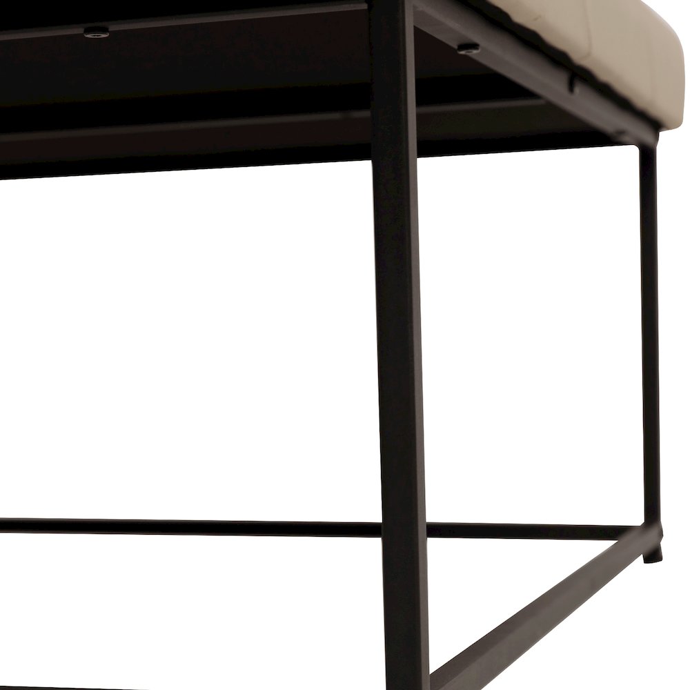 30" Square LeatherSoft Tufted Ottoman, Metal Frame,Beige LeatherSoft/Black Frame. Picture 11
