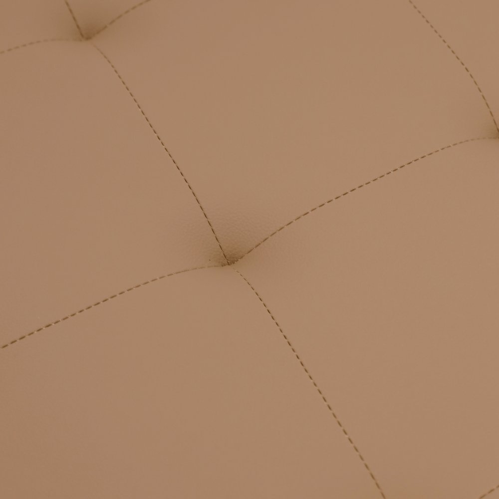 30" Square LeatherSoft Tufted Ottoman, Metal Frame, Light Brown LeatherSoft. Picture 12