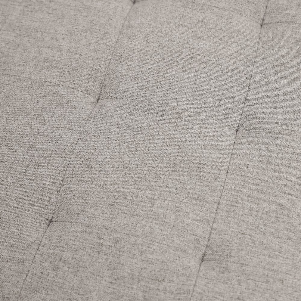 34" Round Cotton Linen Tufted Ottoman with Metal Frame, Gray Cotton Linen. Picture 12