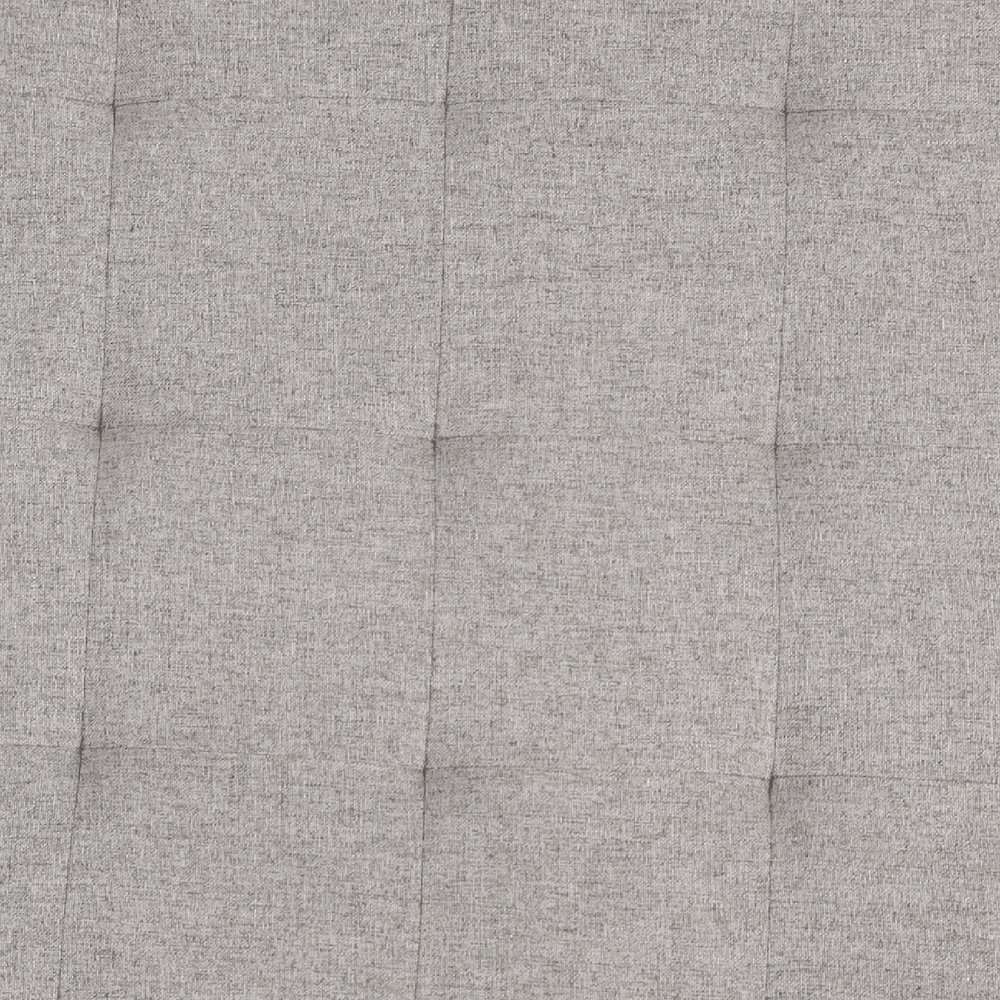34" Round Cotton Linen Tufted Ottoman with Metal Frame, Gray Cotton Linen. Picture 14