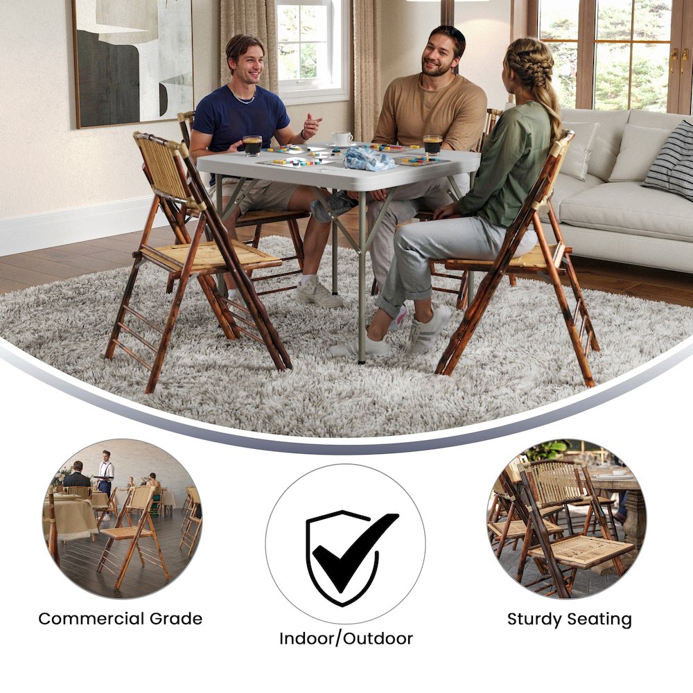 Bamboo Folding Chairs | Set of 2 Bamboo Wood Folding Chairs. Picture 6