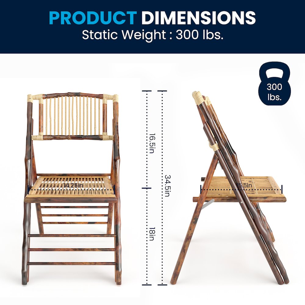 Bamboo Folding Chairs | Set of 2 Bamboo Wood Folding Chairs. Picture 8