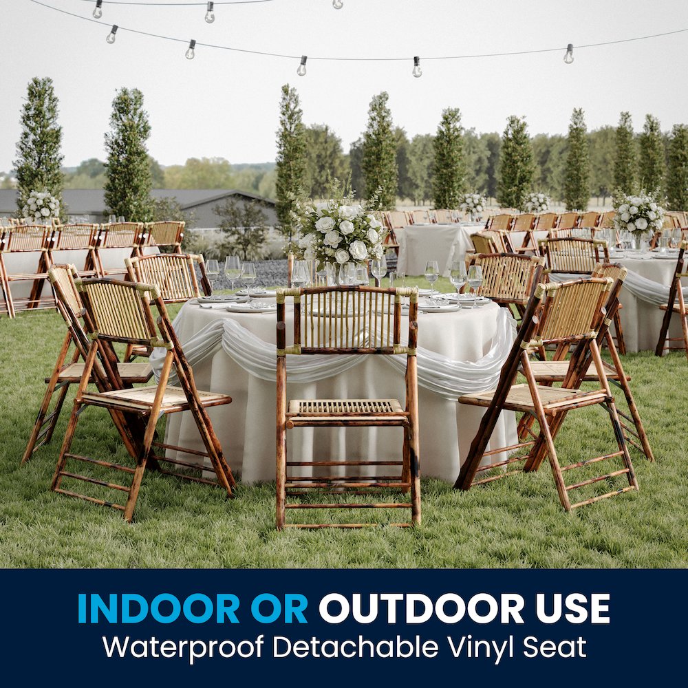 Bamboo Folding Chairs | Set of 2 Bamboo Wood Folding Chairs. Picture 3