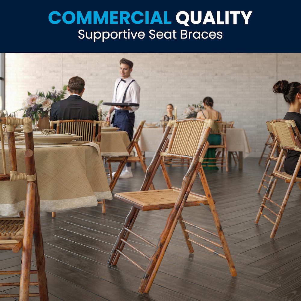 Bamboo Folding Chairs | Set of 2 Bamboo Wood Folding Chairs. Picture 2