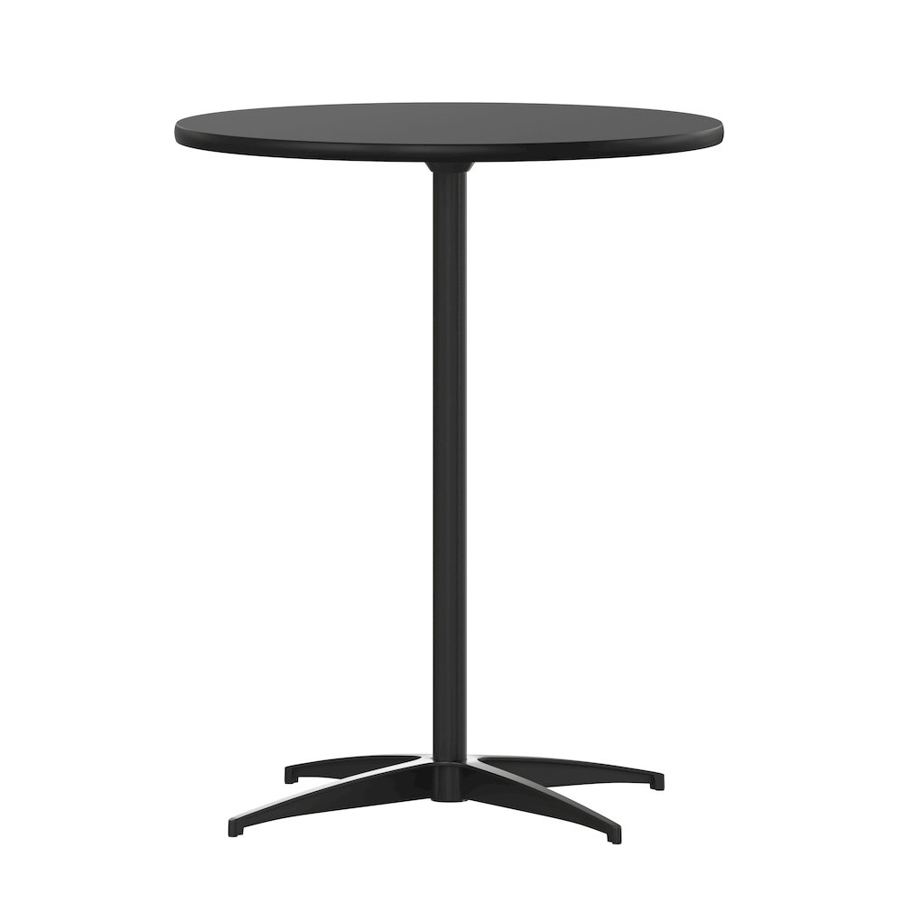 Lars 24'' Round Wood Cocktail Table with 30'' and 42'' Columns, Black. Picture 1