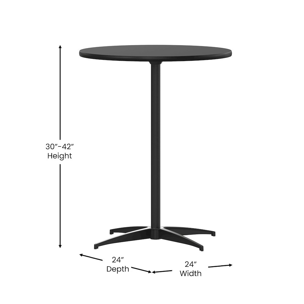 Lars 24'' Round Wood Cocktail Table with 30'' and 42'' Columns, Black. Picture 5