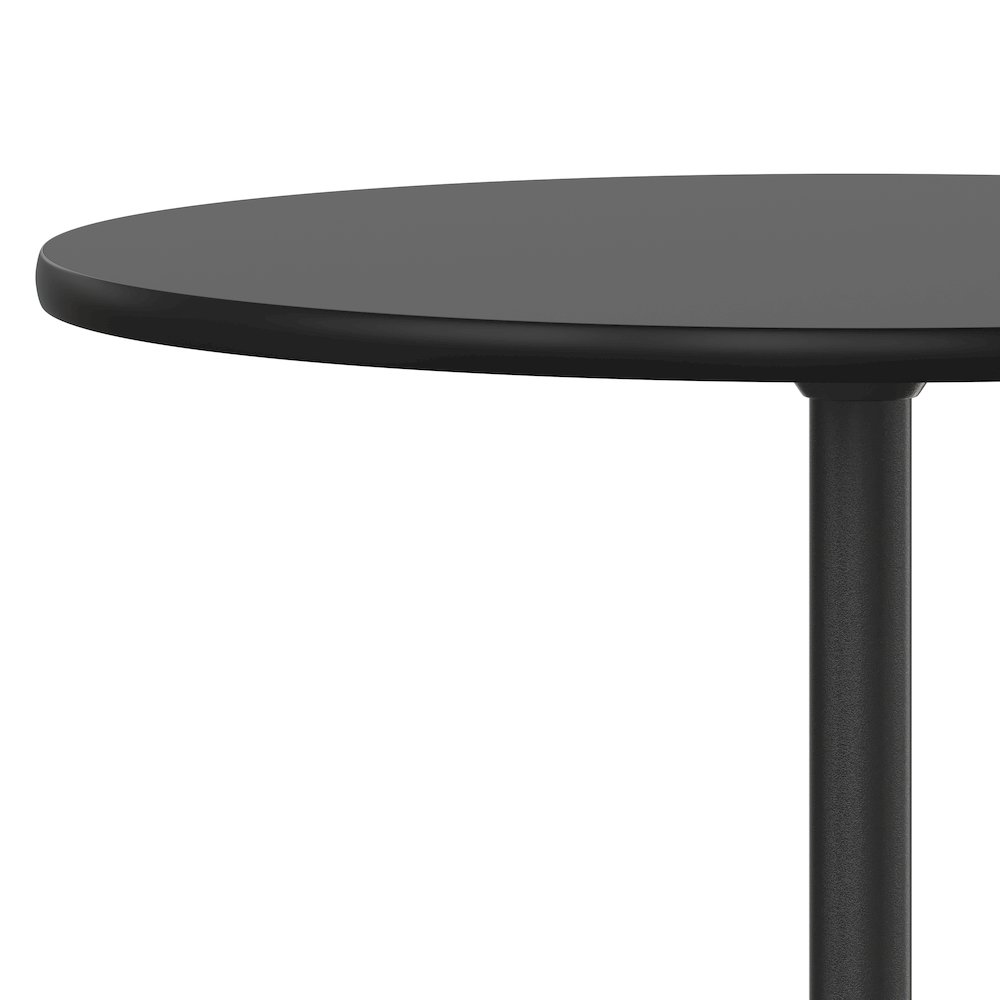 Lars 24'' Round Wood Cocktail Table with 30'' and 42'' Columns, Black. Picture 8