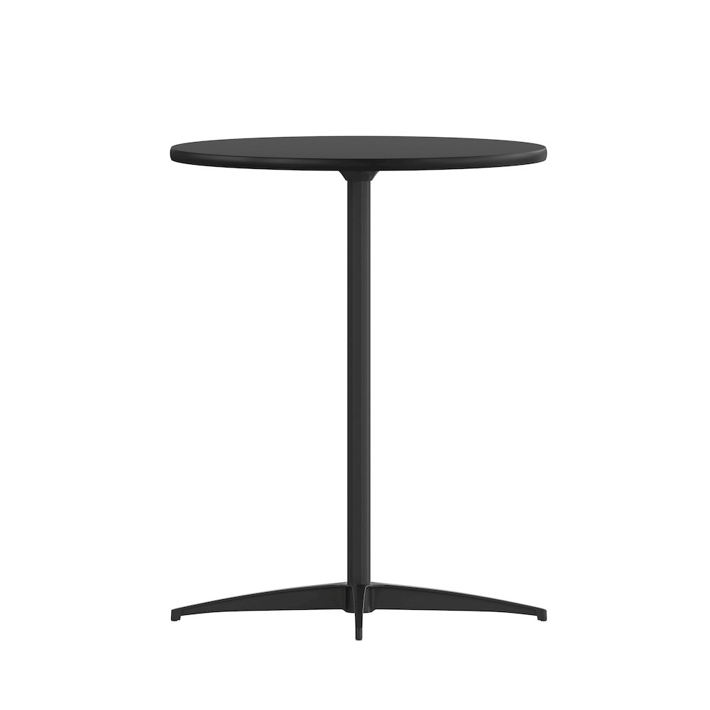 Lars 24'' Round Wood Cocktail Table with 30'' and 42'' Columns, Black. Picture 9