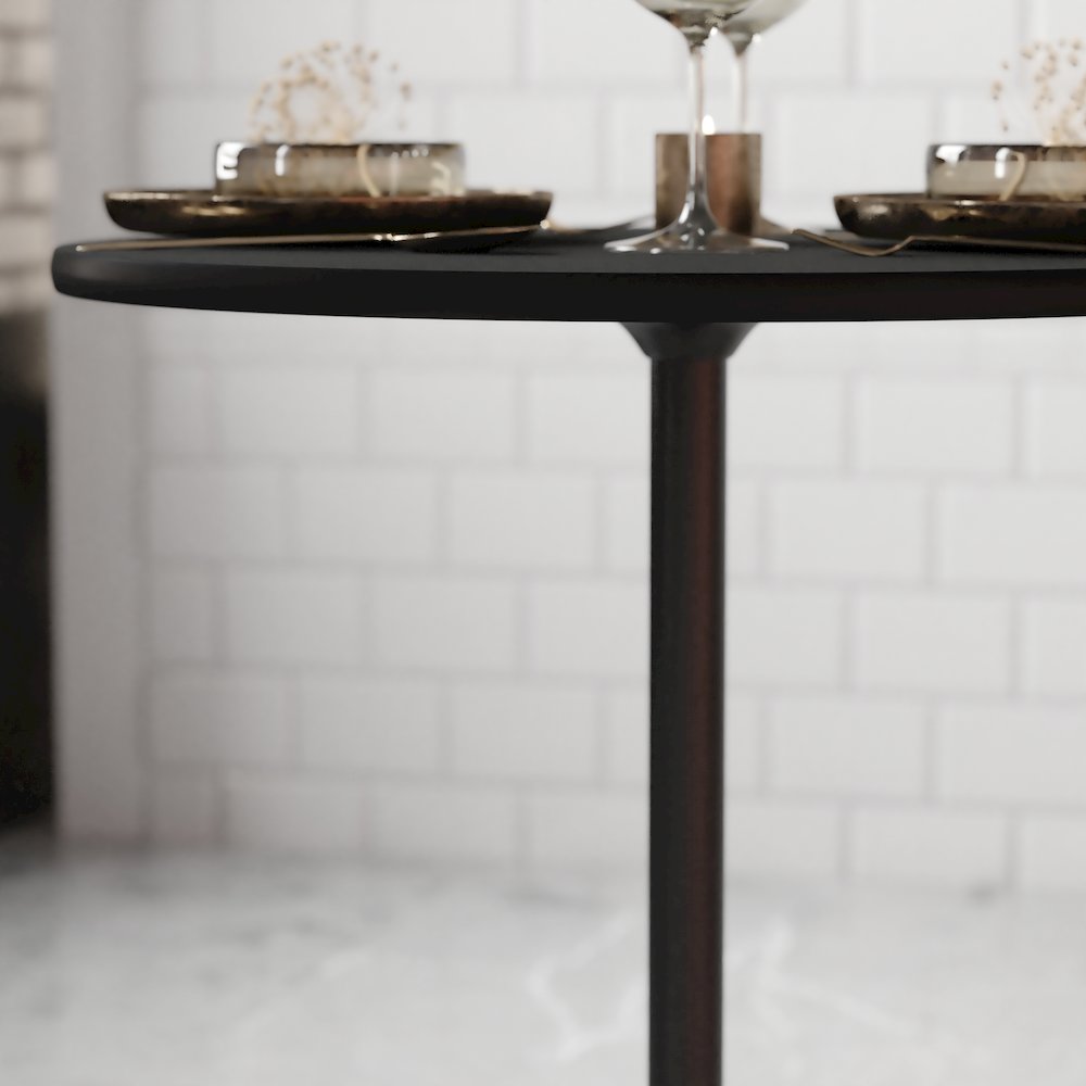 Lars 24'' Round Wood Cocktail Table with 30'' and 42'' Columns, Black. Picture 7
