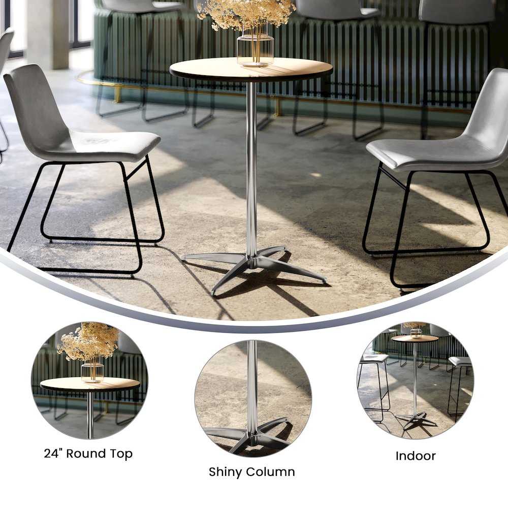 24'' Round Wood Cocktail Table with 30'' and 42'' Columns. Picture 7