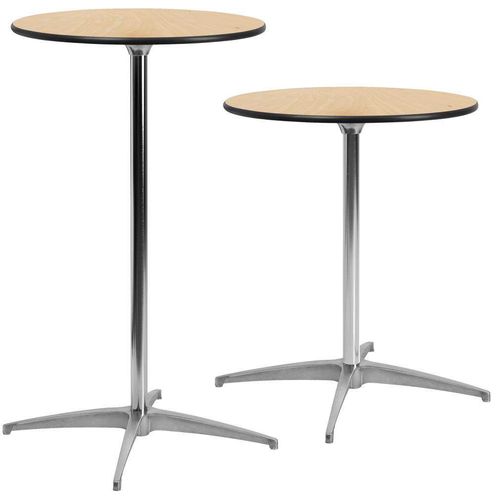 24'' Round Wood Cocktail Table with 30'' and 42'' Columns. Picture 3