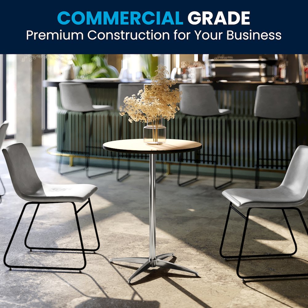 24'' Round Wood Cocktail Table with 30'' and 42'' Columns. Picture 8