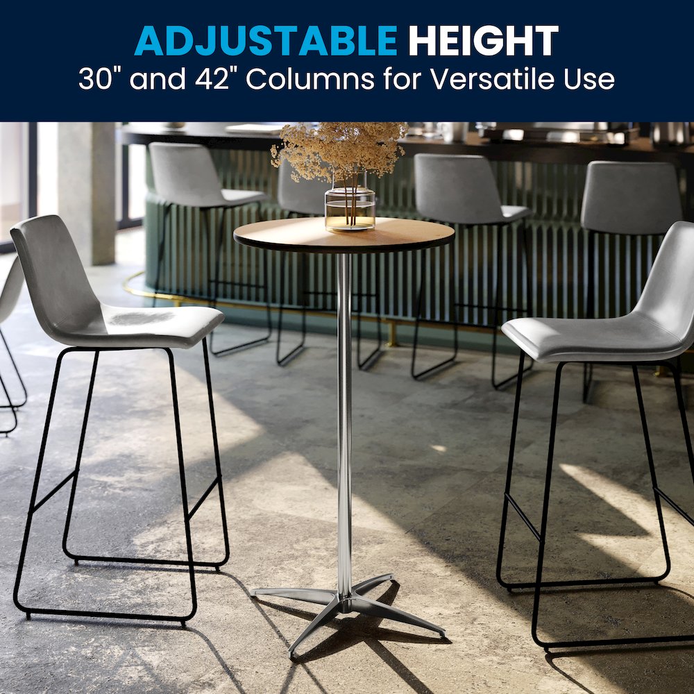 24'' Round Wood Cocktail Table with 30'' and 42'' Columns. Picture 10
