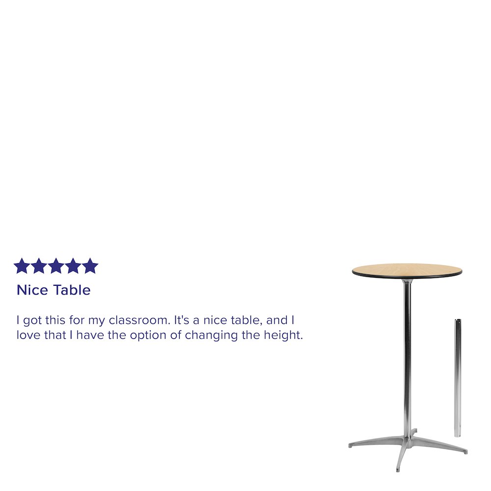 24'' Round Wood Cocktail Table with 30'' and 42'' Columns. Picture 9