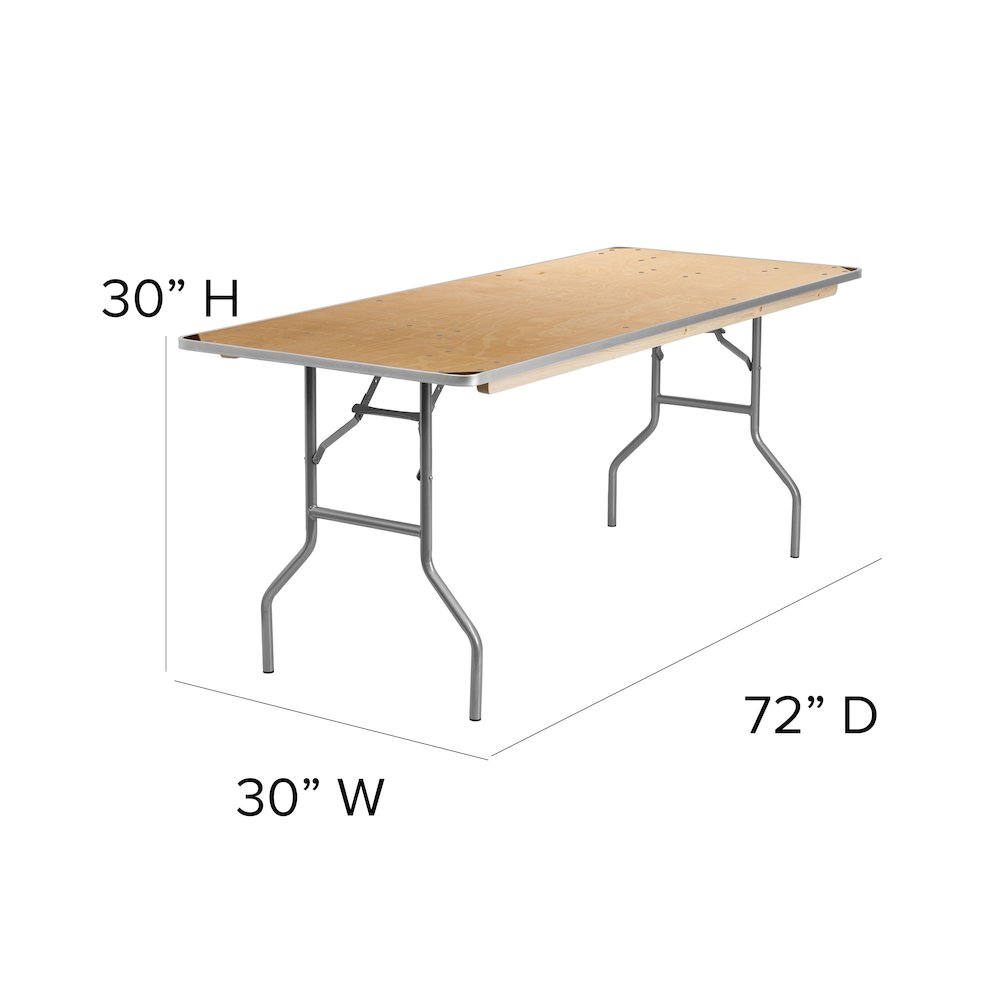 6-Foot HEAVY DUTY Birchwood Folding Banquet Table. Picture 5