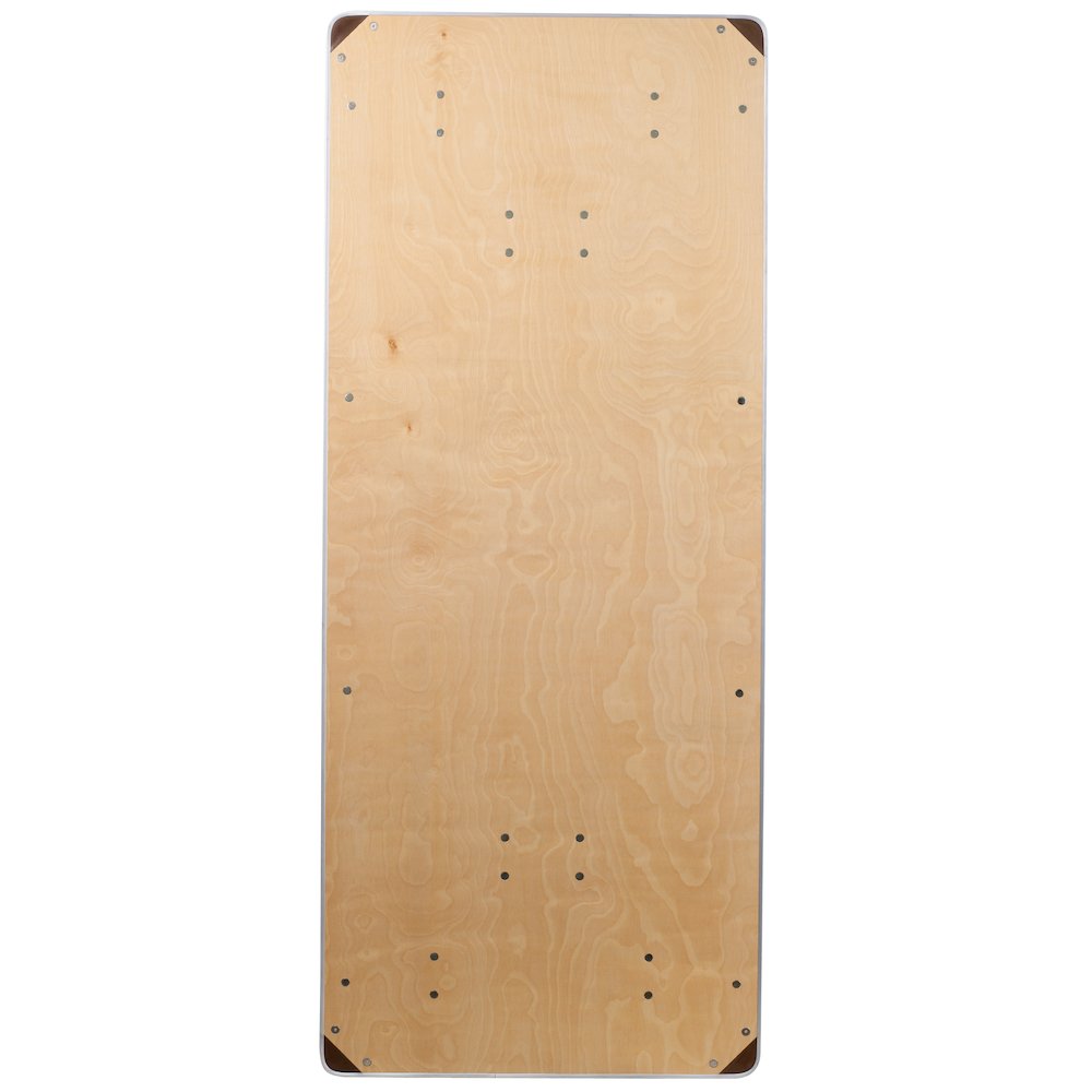 6-Foot Rectangular HEAVY DUTY Birchwood Folding Banquet Table with METAL Edges and Protective Corner Guards. Picture 3