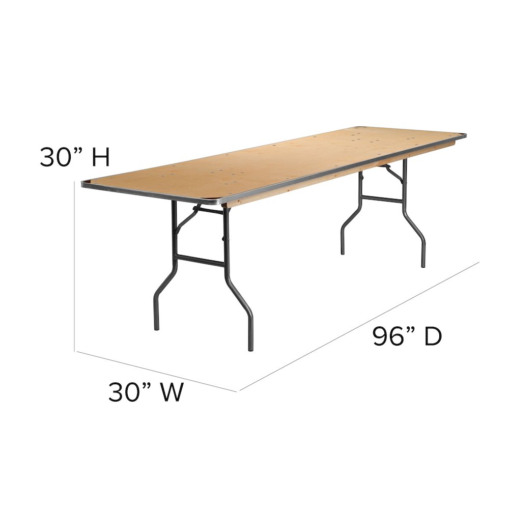 8-Foot HEAVY DUTY Birchwood Folding Banquet Table. Picture 6