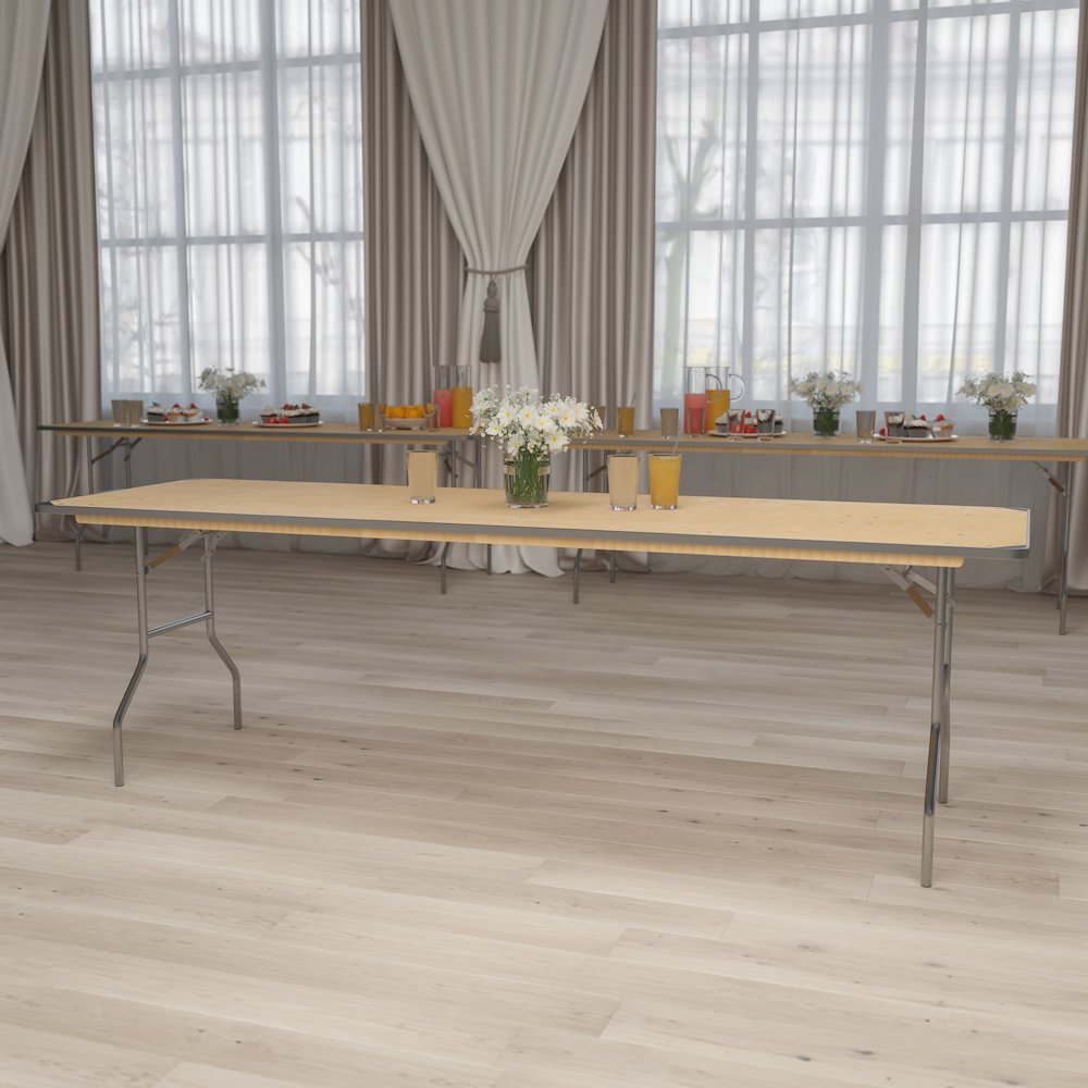8-Foot HEAVY DUTY Birchwood Folding Banquet Table. Picture 2