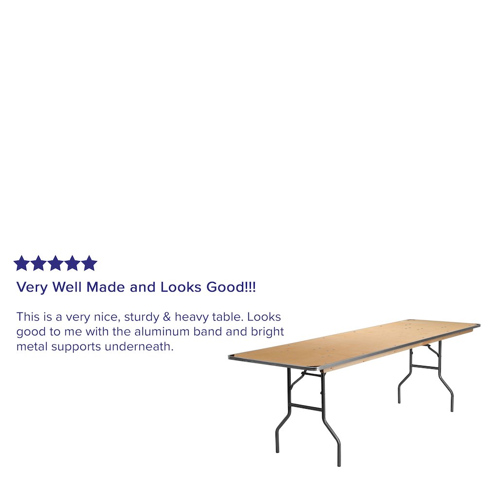8-Foot HEAVY DUTY Birchwood Folding Banquet Table. Picture 4