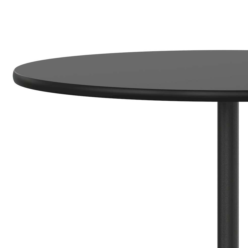 Lars 30'' Round Wood Cocktail Table with 30'' and 42'' Columns, Black. Picture 8