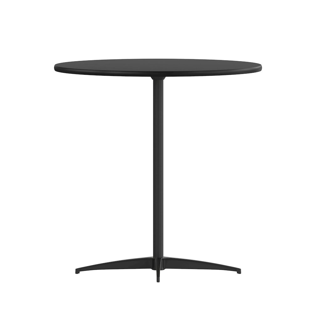 Lars 30'' Round Wood Cocktail Table with 30'' and 42'' Columns, Black. Picture 9
