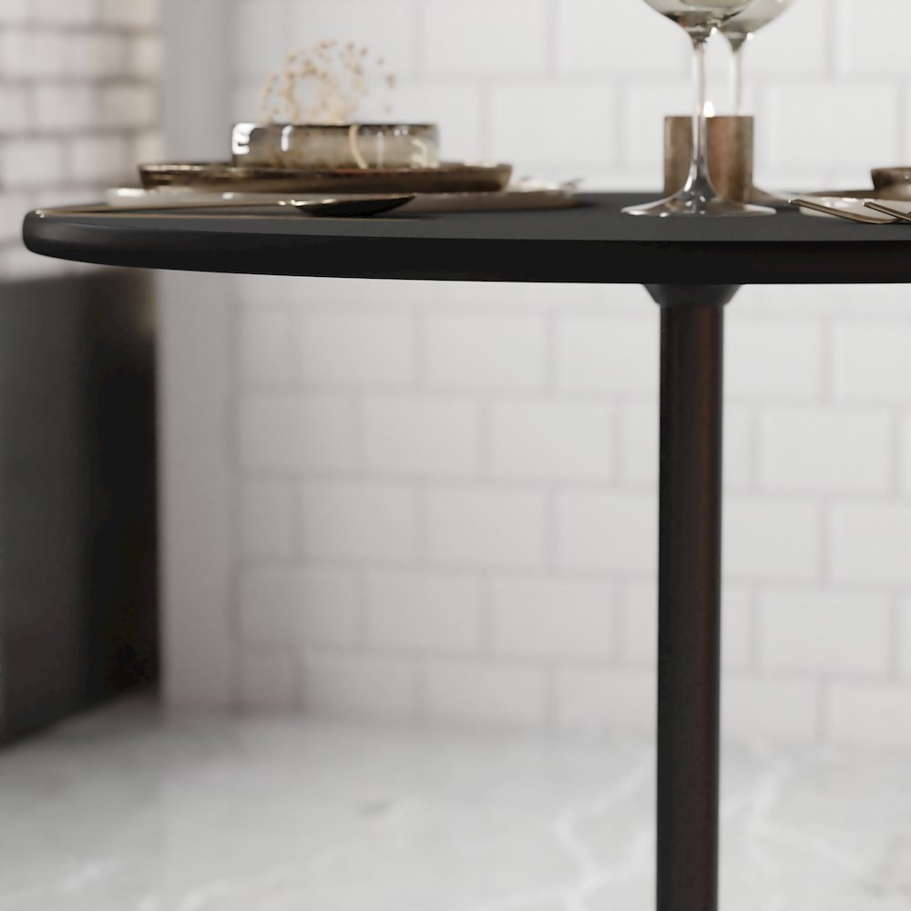 Lars 30'' Round Wood Cocktail Table with 30'' and 42'' Columns, Black. Picture 7