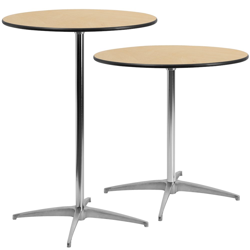 30'' Round Wood Cocktail Table with 30'' and 42'' Columns. Picture 7