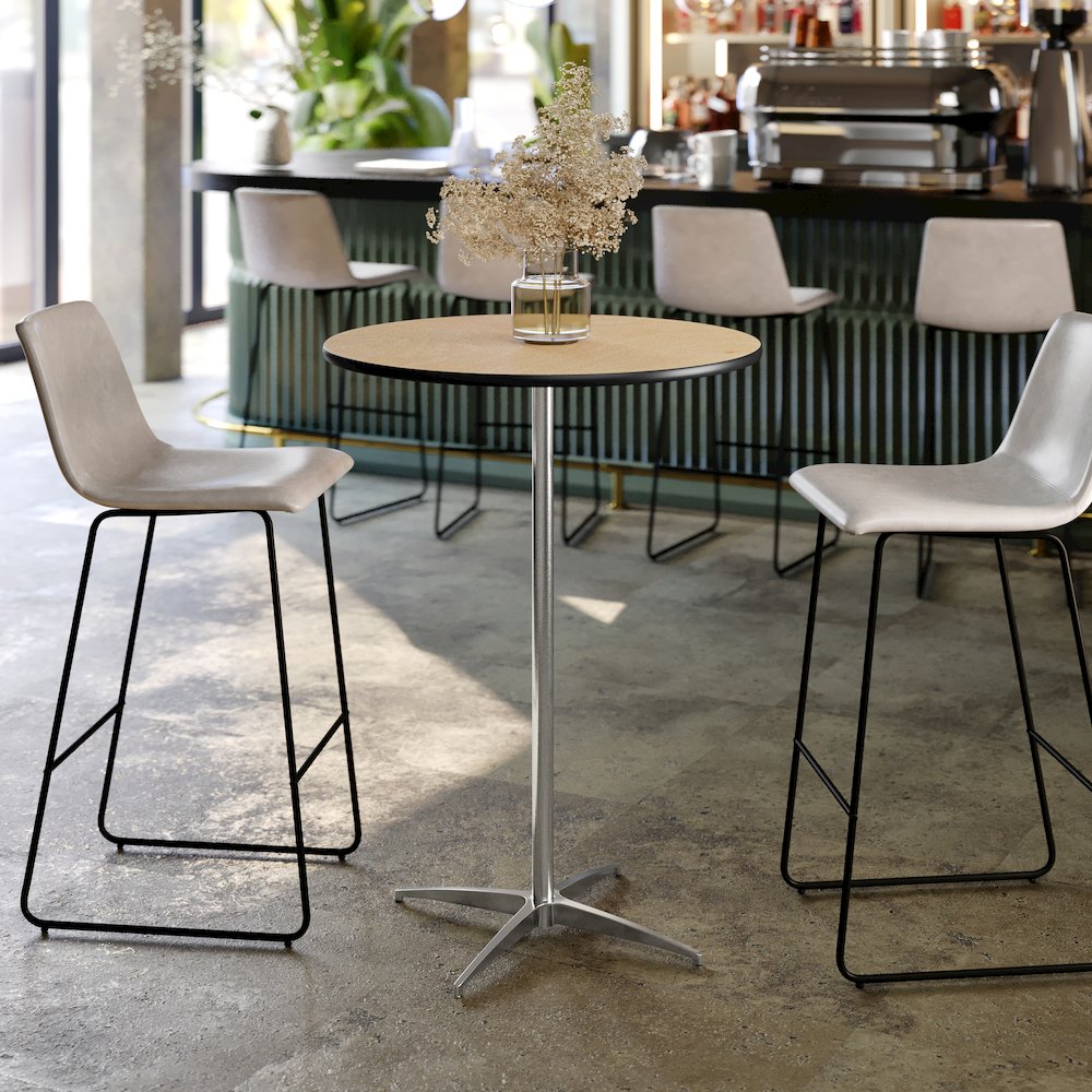 30'' Round Wood Cocktail Table with 30'' and 42'' Columns. Picture 6