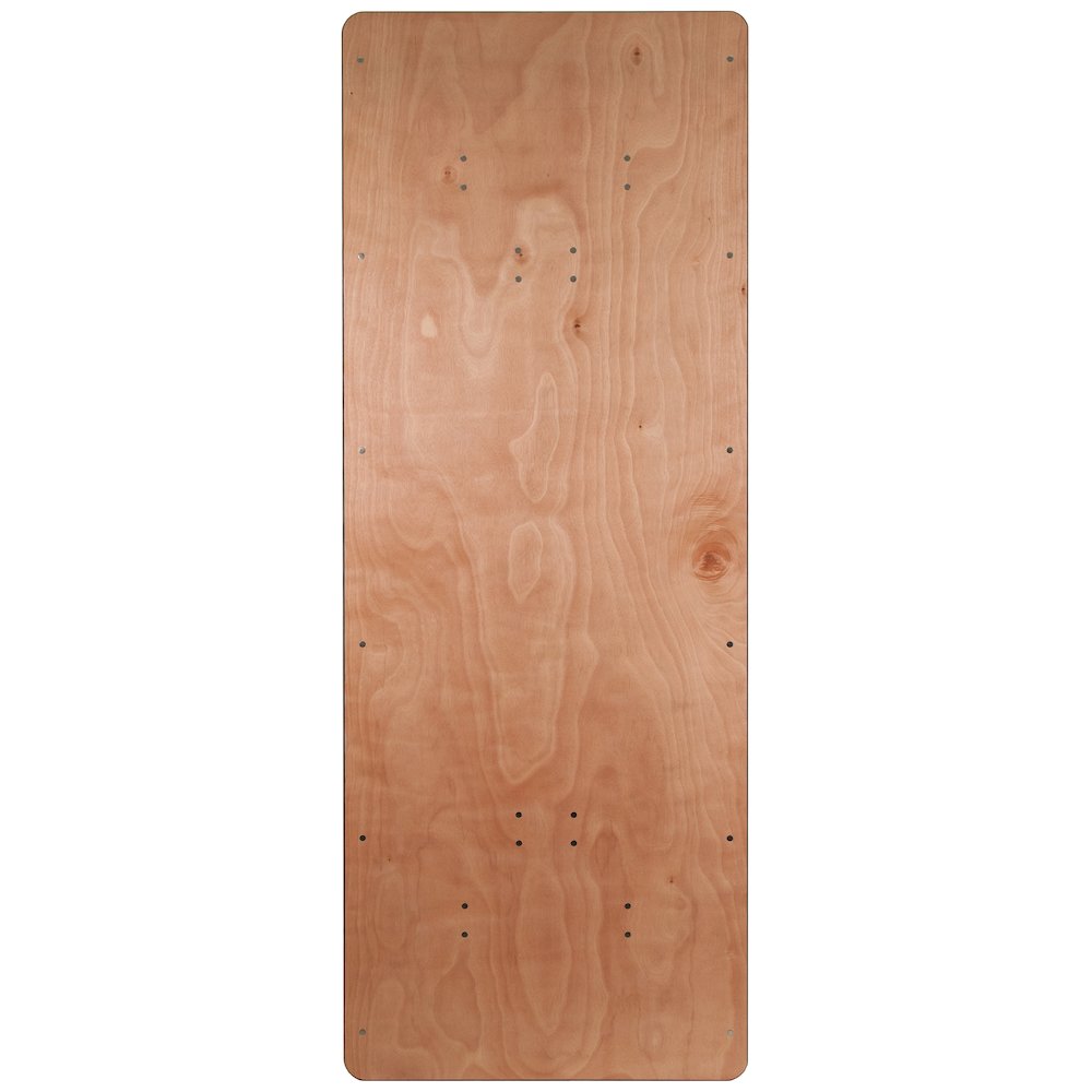 8-Foot Rectangular Wood Folding Banquet Table with Clear Coated Finished Top. Picture 8