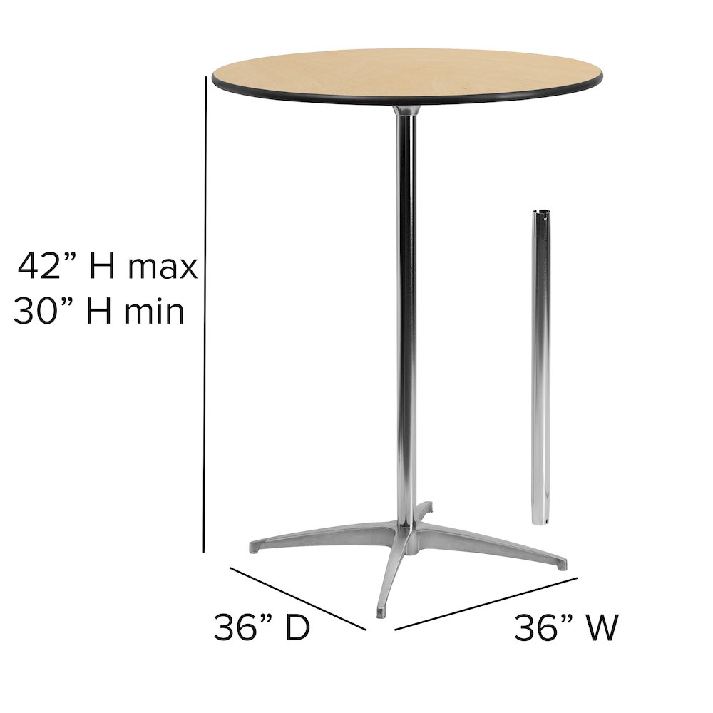 36'' Round Wood Cocktail Table with 30'' and 42'' Columns. Picture 6