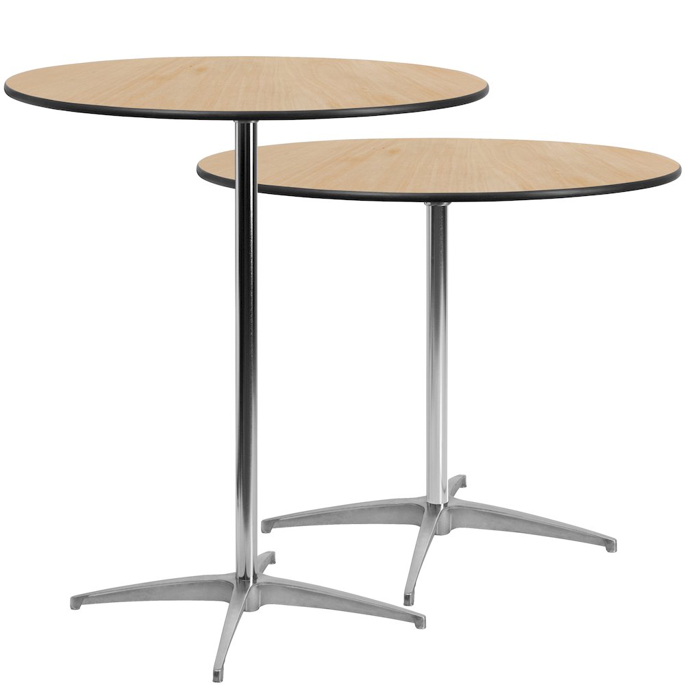 36'' Round Wood Cocktail Table with 30'' and 42'' Columns. Picture 7