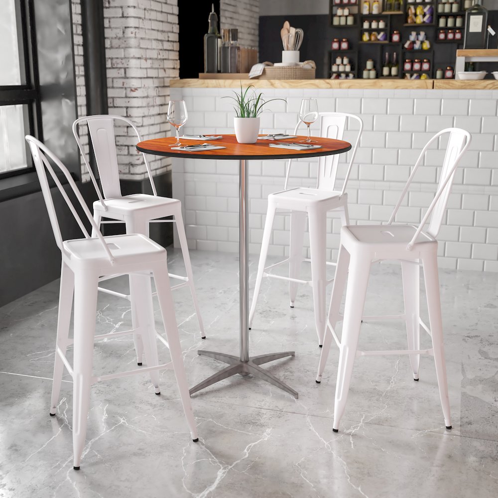 36'' Round Wood Cocktail Table with 30'' and 42'' Columns. Picture 2